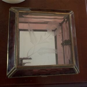 Vintage mirrored glass etched glass box
